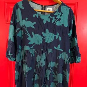 Old Navy blue and teal floral babydoll dress size large